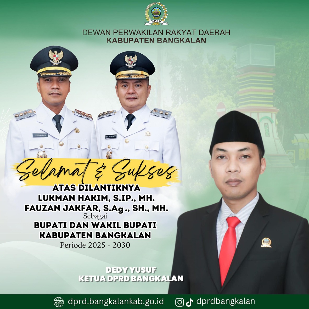 Selamat & Sukses atas dilantiknya Bupati dan Wakil Bupati Bangkalan Periode 2025-2030 oleh Dedy Yusuf