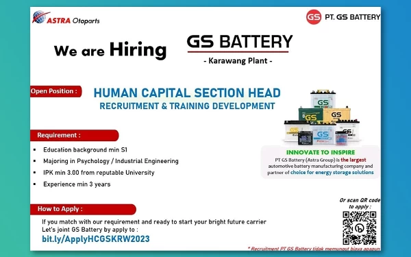 Thumbnail Berita - Loker Terbaru! GS Astra Mencari Recruitment & Training Section Head