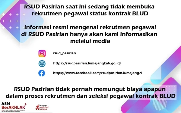 Thumbnail Berita - RSUD Pasirian Bantah Ada Rekrutmen Pegawai, Warga Diminta Waspadai Penipuan