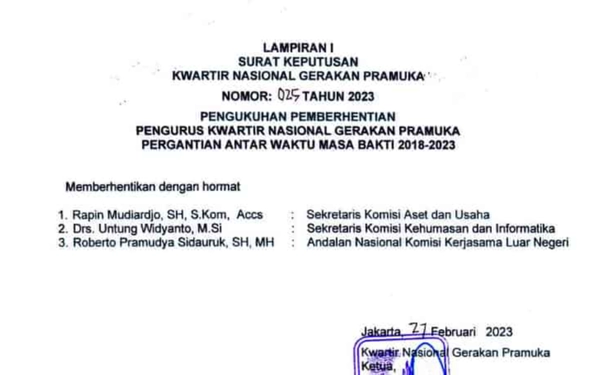 Thumbnail Berita - Sebelum Lengser, Ketua Kwarnas Berhentikan 3 Andalan Nasional